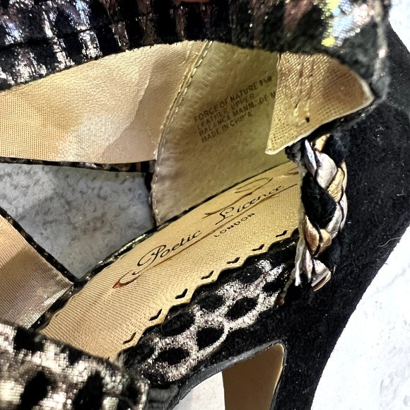 Poetic License Force Of Nature Womens Black Leather High Heel Sandals Size 9.5 - Picture 2 of 8